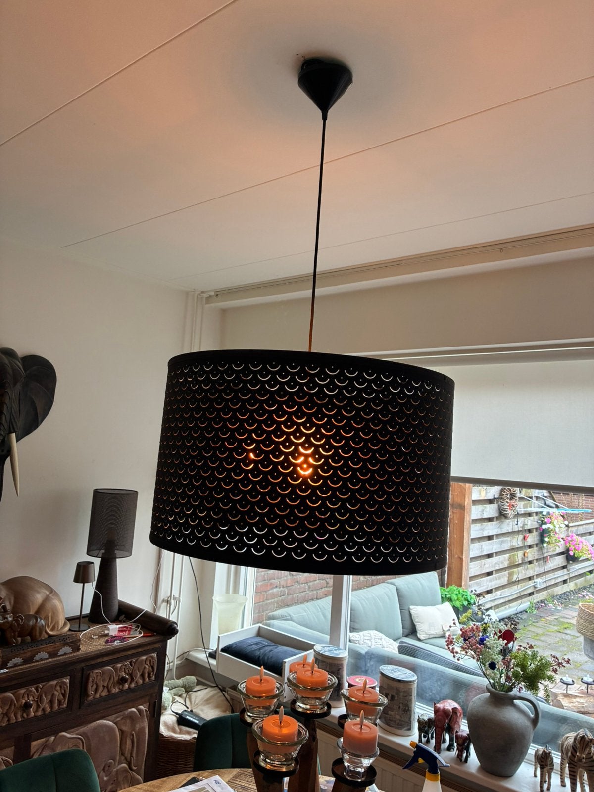 IKEA Plafondlamp - Zwart met patroon, Ophalen, Gebruikt, Plafondlamp, IKEA