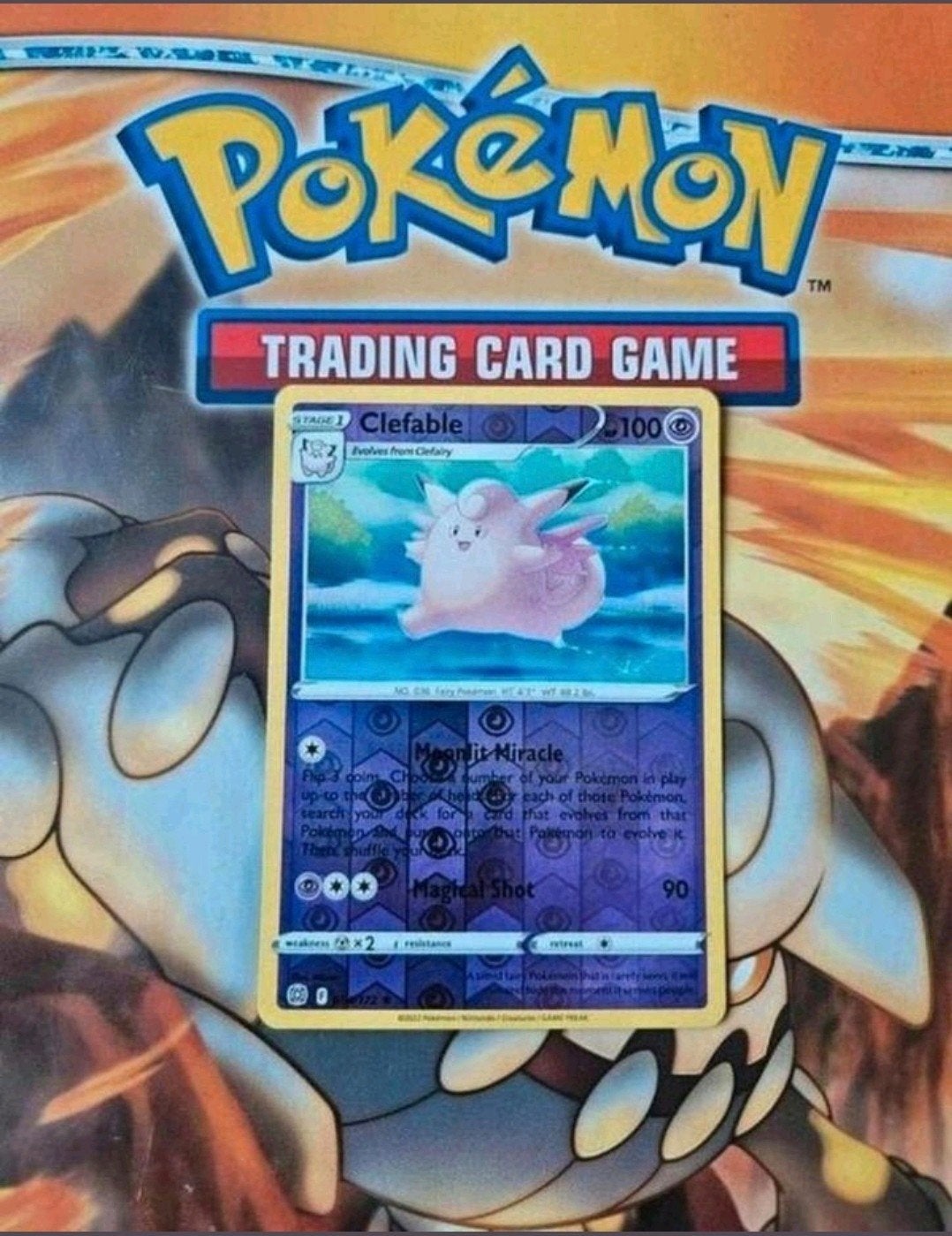Clefable 054/172 Sword&Shield Brilliant Stars reverse holo, Ophalen of Verzenden, Gebruikt, Losse kaart, Foil