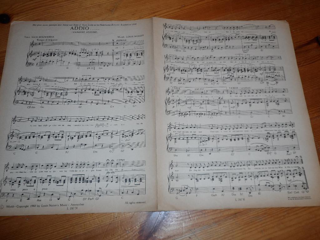 Addio - louis noiret / nick holwerda, Accordeon, Gebruikt, Ophalen of Verzenden, Artiest of Componist
