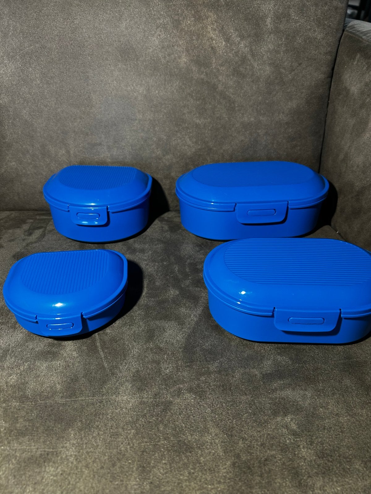 4 blauwe bakjes - Zo goed als nieuw, Huis en Inrichting, Keuken | Keukenbenodigdheden, Kunststof, Ophalen of Verzenden, Zo goed als nieuw