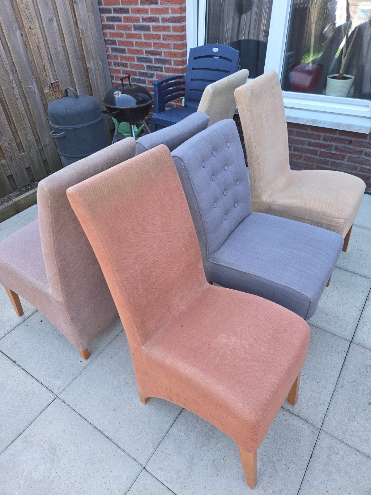 Set van 6 gestoffeerde eetkamerstoelen, Ophalen, Modern, Comfortabel, Gebruikt, Overige kleuren