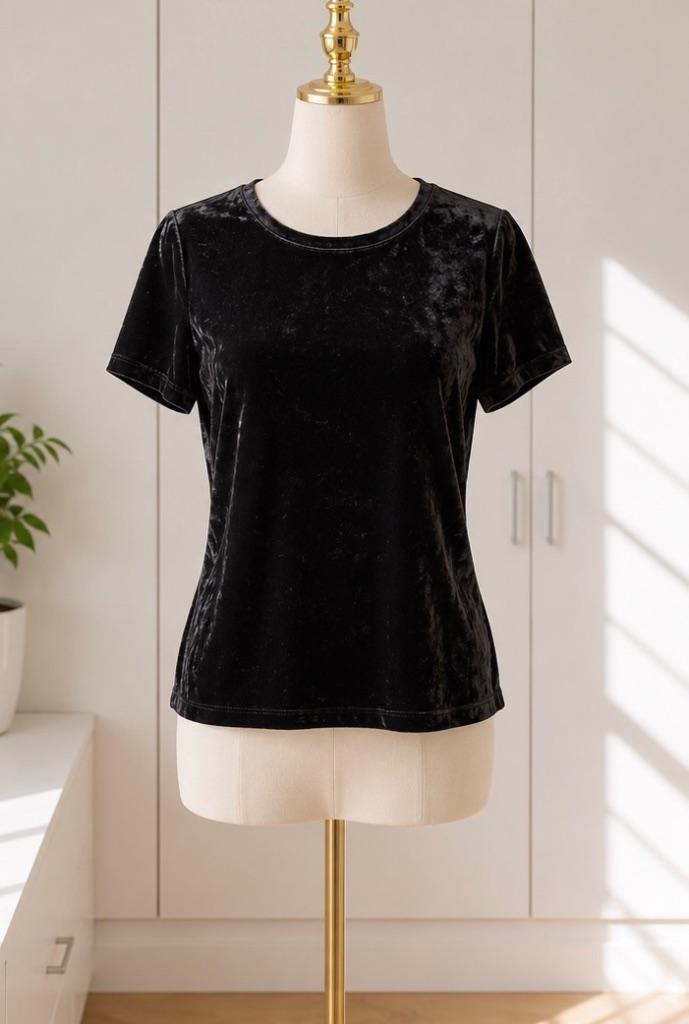 Liz Devy velours fluwelen zwarte top nieuw  M, Kleding | Dames, Maat 38/40 (M), Liz Devy, Zwart, Nieuw