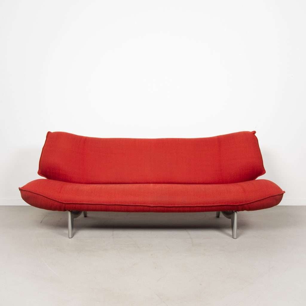 1x Leolux Tango Bank 3-Zits Tamato Rood Stof, Niet ingevuld, Driepersoons, 75 tot 100 cm, Zo goed als nieuw