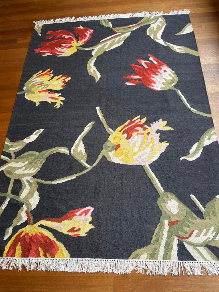 Vloerkleed - KELIM -🌹 gekocht bij Ikea🌹🌹Nieuw!🌹, Huis en Inrichting, Stoffering | Tapijten en Kleden, Ophalen, Zwart, 150 tot 200 cm