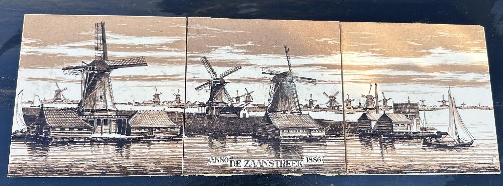 3x losse tegels afbeelding Zaanstreek, 1886, Ophalen of Verzenden, Europa, Reisgids of -boek, Overige merken