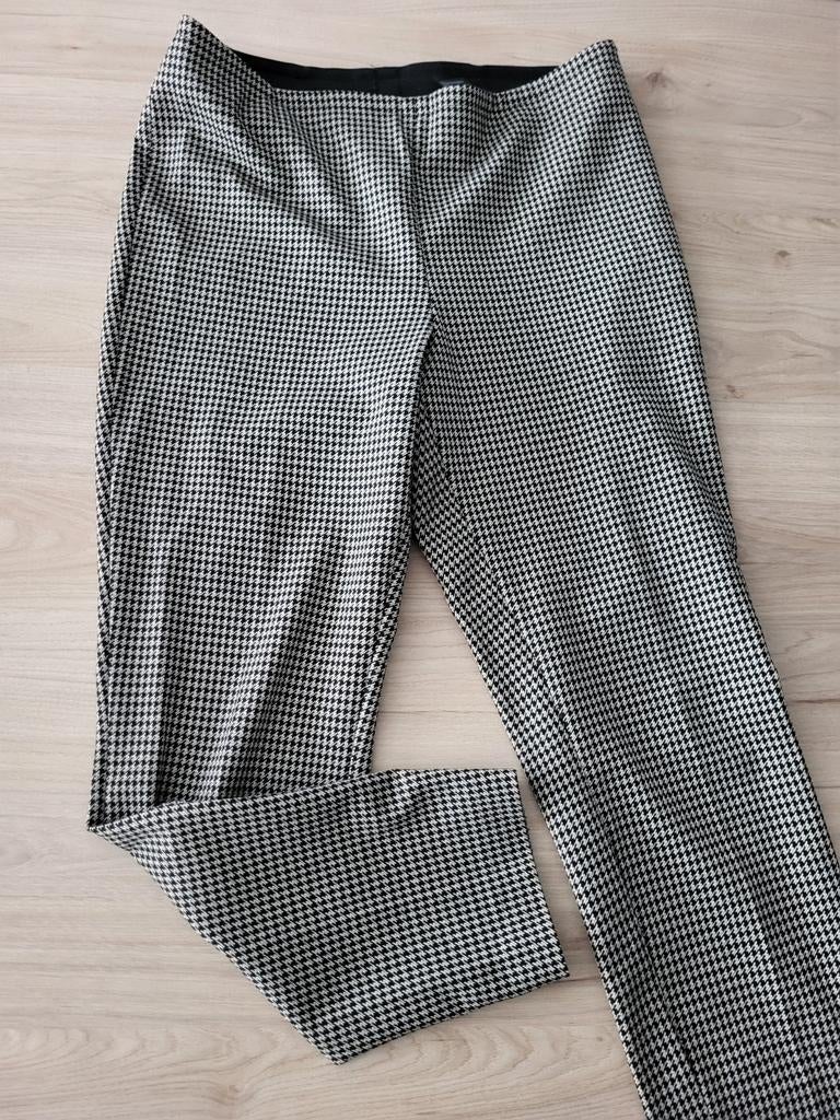 H&M Damesbroek Pied-de-poule / Houndstooth – Maat L, Maat 38/40 (M), Zwart, Ophalen of Verzenden, Zo goed als nieuw