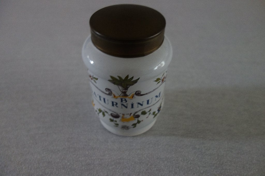 Porseleinen pot met koperen deksel apotheek, Ophalen of Verzenden