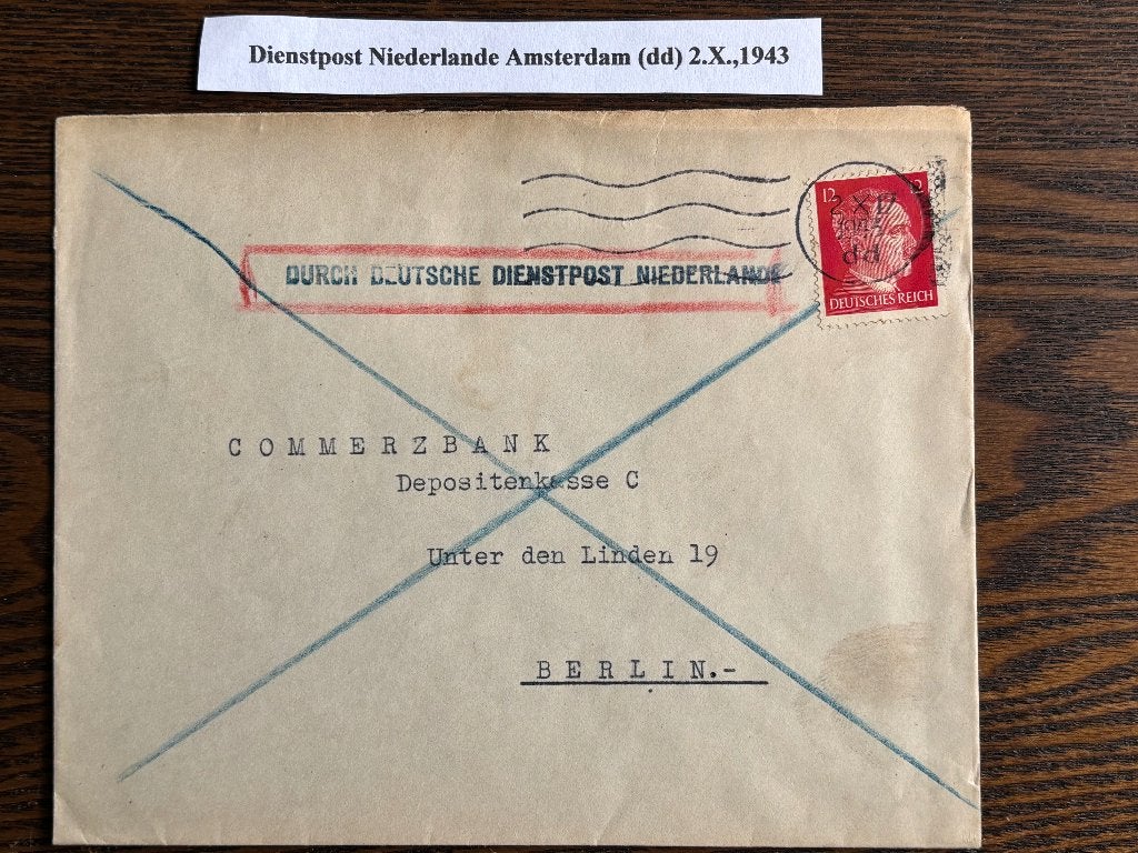 Poststuk Duitse Dienstpost in bezet NL in WO2, Amsterdam, Verzenden, Envelop