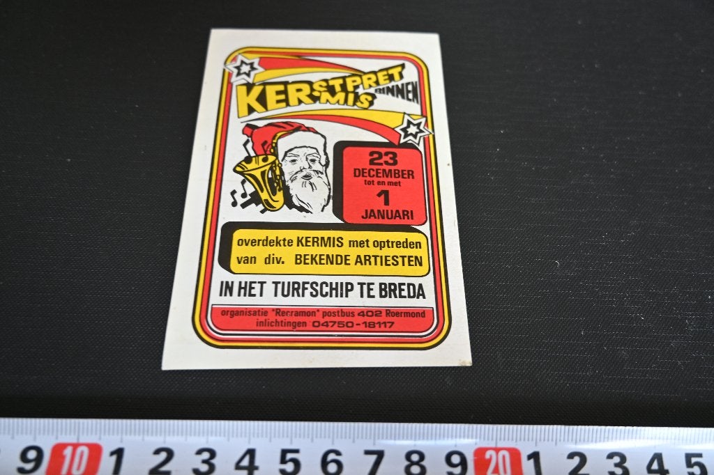 sticker Breda HET TURFSCHIP Kermis Kerstmis  Binnen, Verzamelen, Ophalen, Zo goed als nieuw