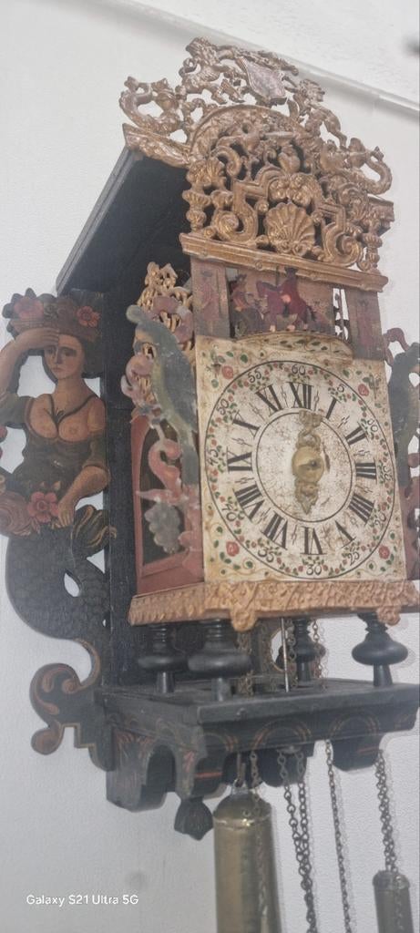 Friese Stoelklok 18e eeuws Ruitermechaniek antiek, Ophalen of Verzenden