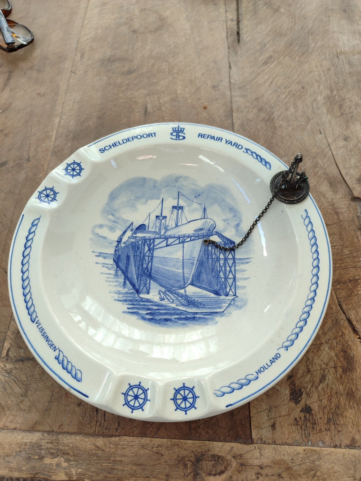 Oud asbak met anker maritieme antiek, Ophalen of Verzenden