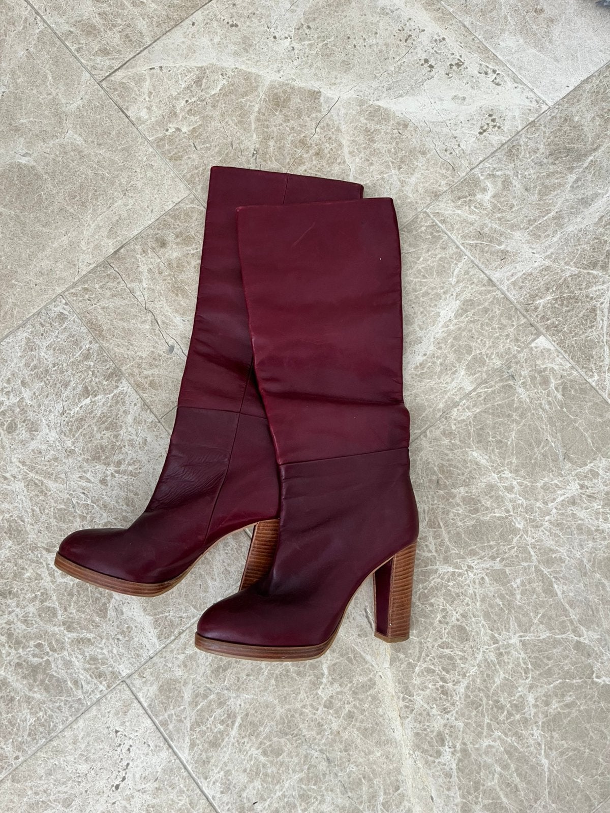 Hoge leren laarzen Zara maat 39, Hoge laarzen, Ophalen of Verzenden, Gedragen, Rood