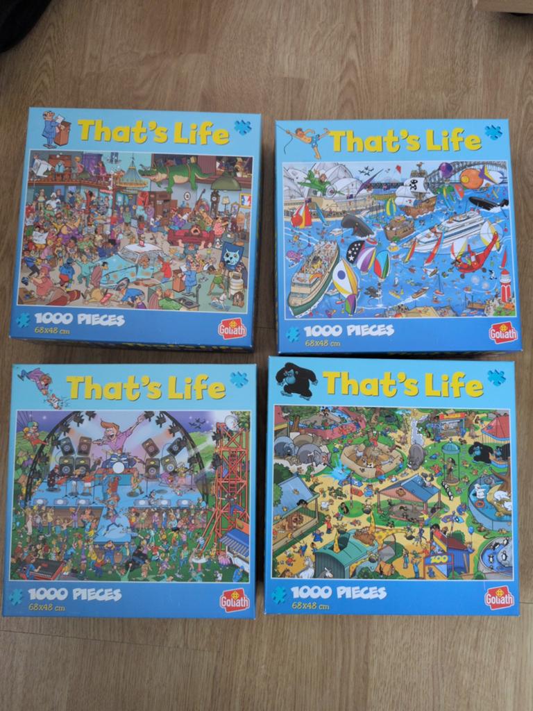 4x That's Life Goliath legpuzzels 1000 stukjes, Hobby en Vrije tijd, Denksport en Puzzels, Ophalen of Verzenden, 500 t/m 1500 stukjes