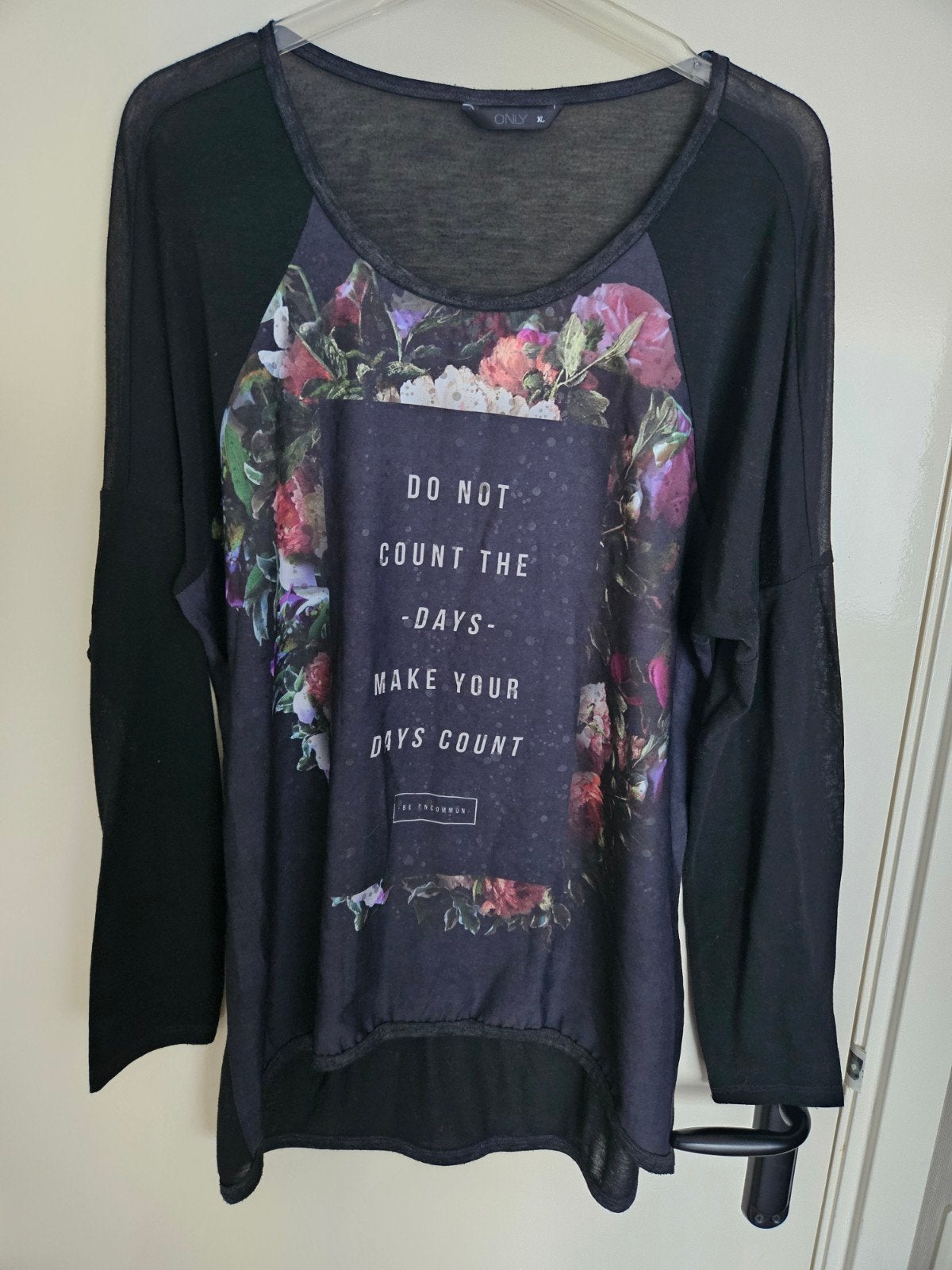 Only XL shirt met lange mouwen - "Make Your Days Count", Only, Zwart, Maat 46/48 (XL) of groter, Ophalen of Verzenden
