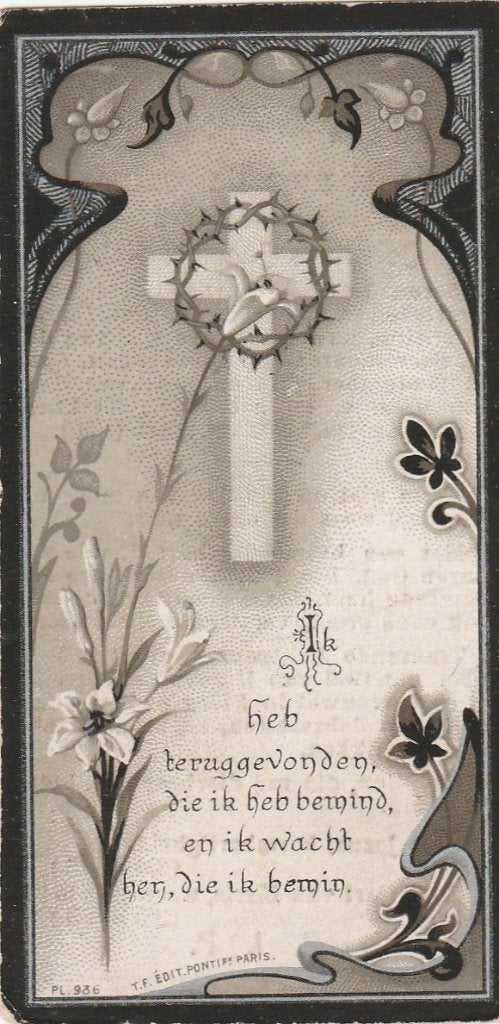 zandvoort-haarlem-maria johanna duivenvoorden-1914, Ophalen of Verzenden, Bidprentje