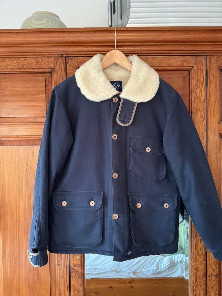 Bleu de Paname Wol Wollen Navy Winterjas Jas Jack Maat S, Kleding | Heren, Ophalen of Verzenden, Zo goed als nieuw, Maat 46 (S) of kleiner
