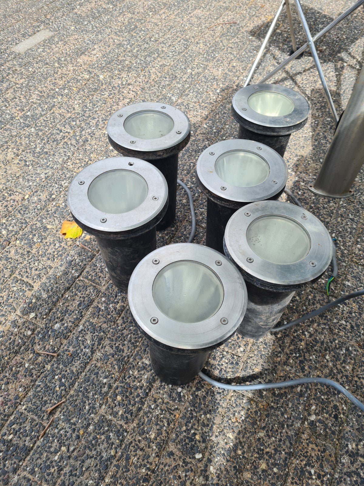 Grondspots en staande tuinlampen set, Gebruikt, Ophalen of Verzenden, Netvoeding, Rvs