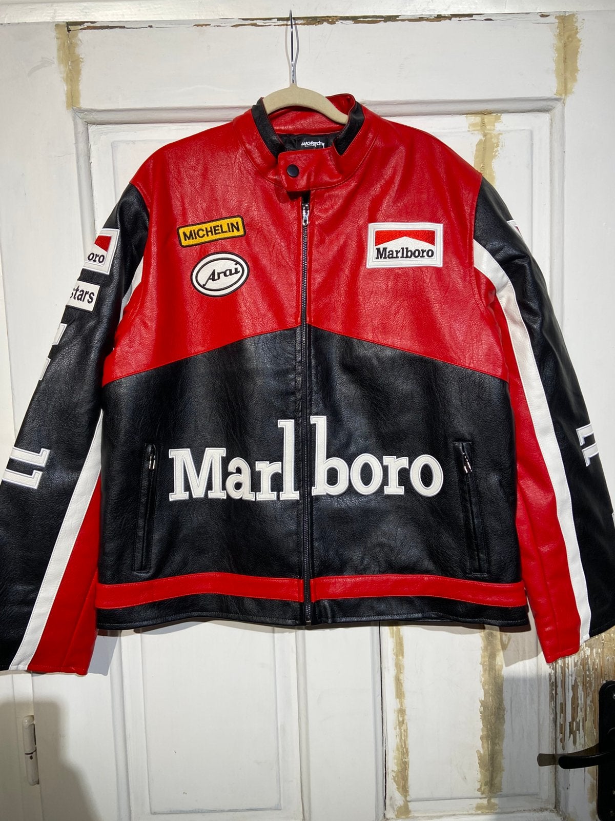 Marlboro Racing-jas (maat XL) Lederlook red, Ophalen of Verzenden, Zo goed als nieuw, Maat 56/58 (XL), Rood