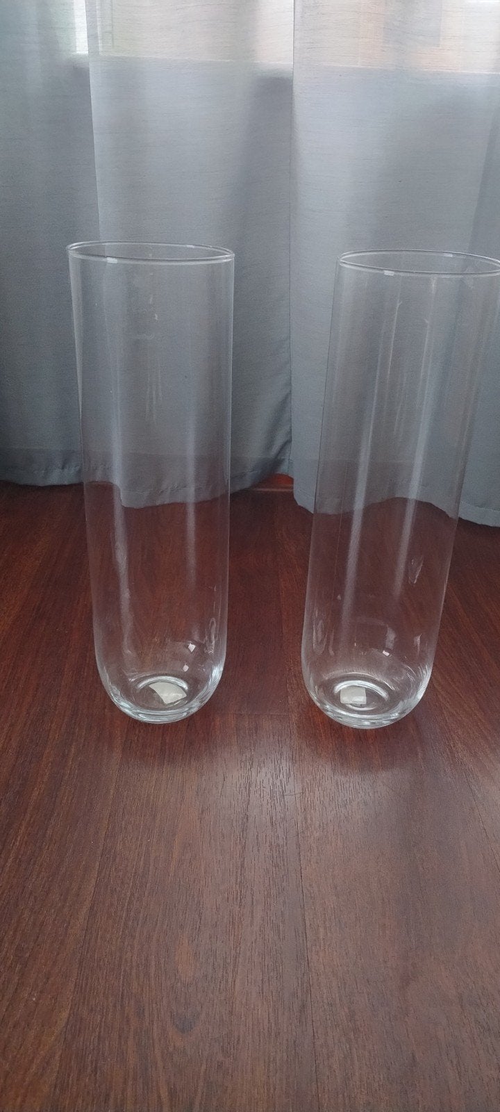 Set van 2 glazen vazen, Huis en Inrichting, Ophalen, Zo goed als nieuw, Transparant, Glas