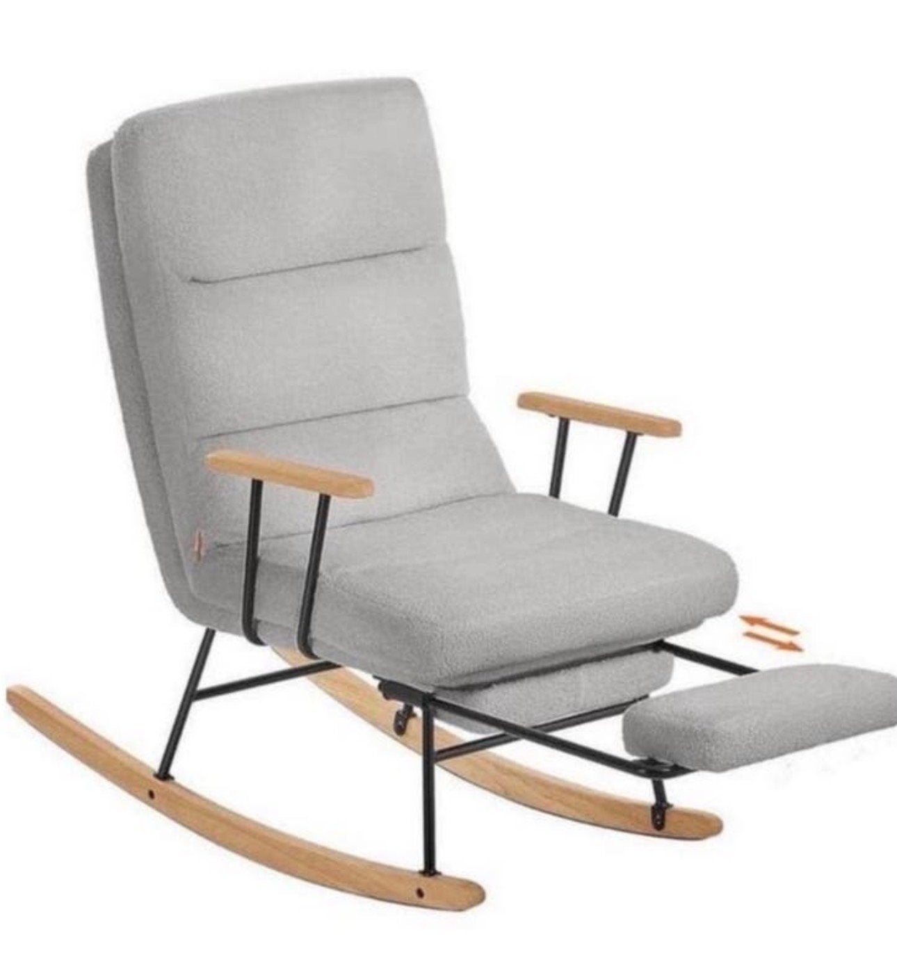 Comfortabele Schommelstoel met Voetensteun - Grijs NIEUW, Ophalen, Nieuw, Hout, Eén