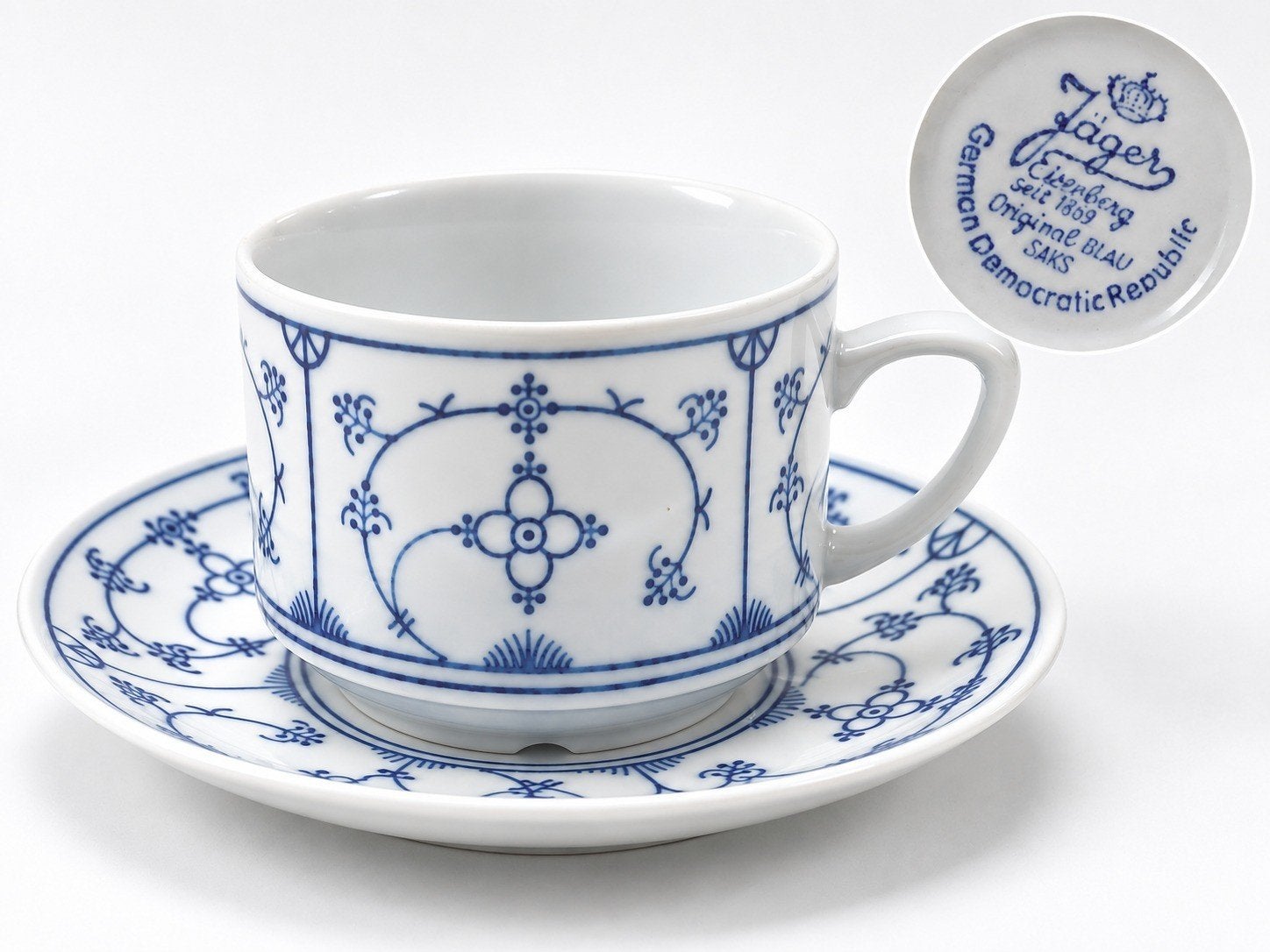 Blau Saks-Jäger Eisenberg- Koffie/Theekop met Schotel, Ophalen of Verzenden