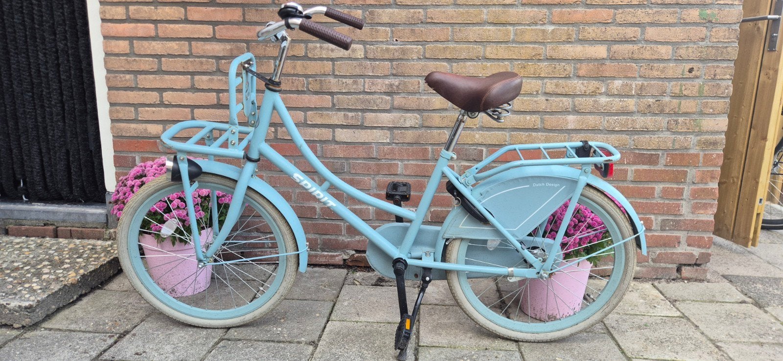 Spirit meisjesfiets - Lichtblauw met voordrager, Terugtraprem, 22 inch, Gebruikt, Ophalen