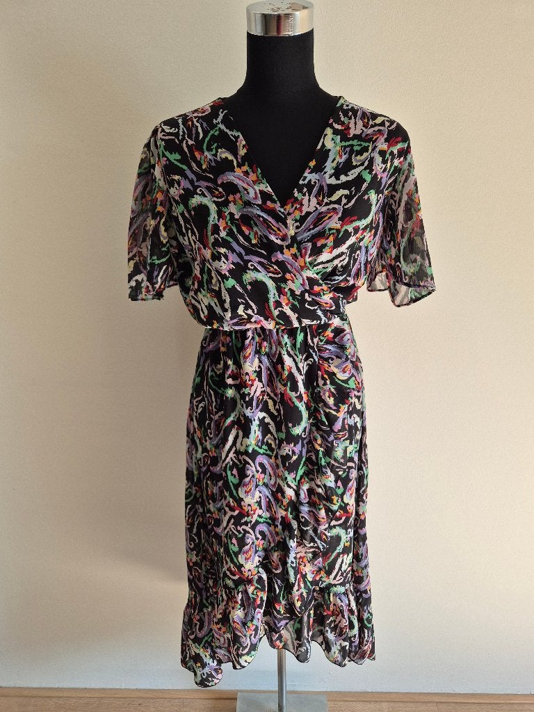 J510 - Fleurige lange Flamant Rose jurk maat M (1), Kleding | Dames, Jurken, Maat 38/40 (M), Ophalen of Verzenden, Zo goed als nieuw