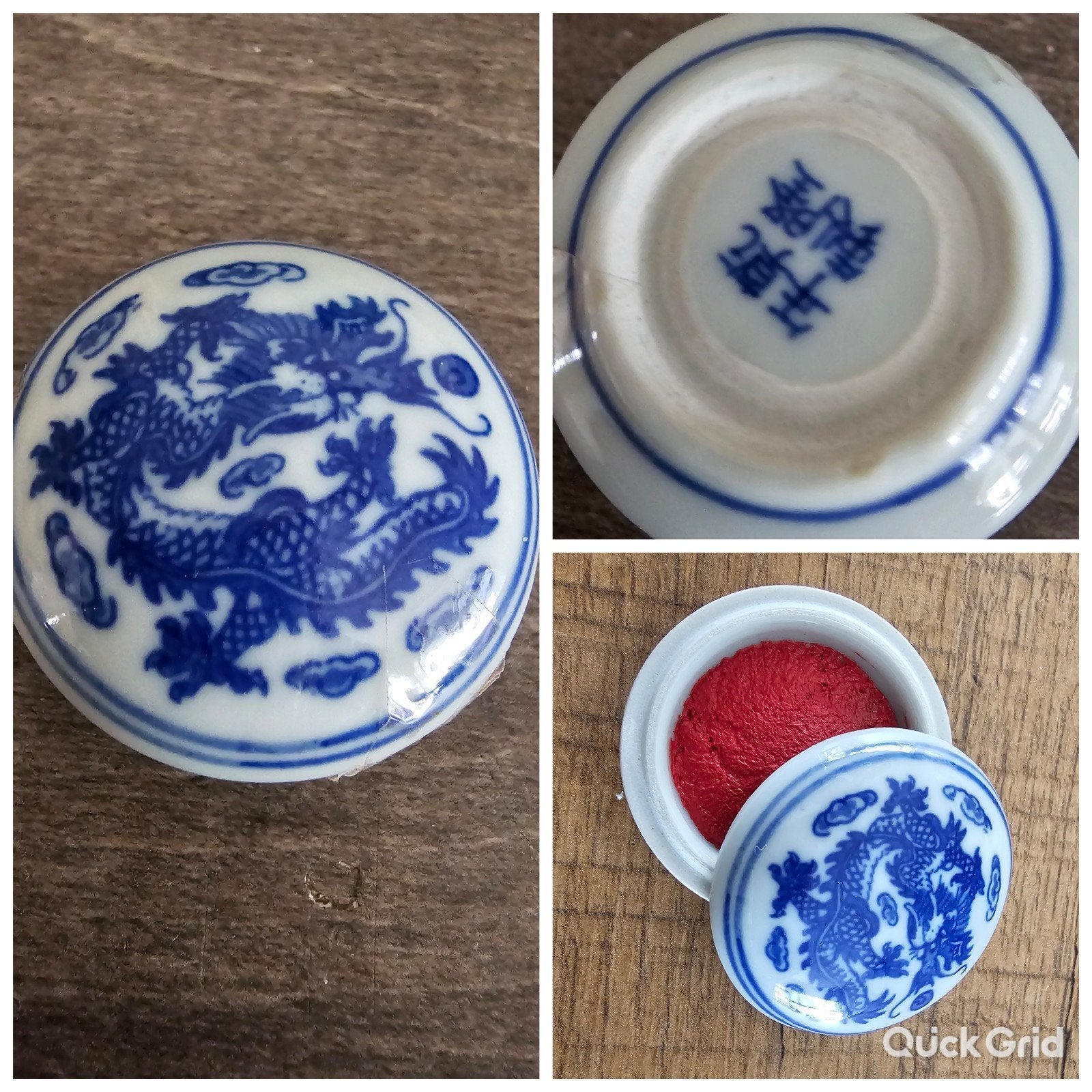 Antieke Chinese porseleinen inktpot met draakdecor, Ophalen of Verzenden