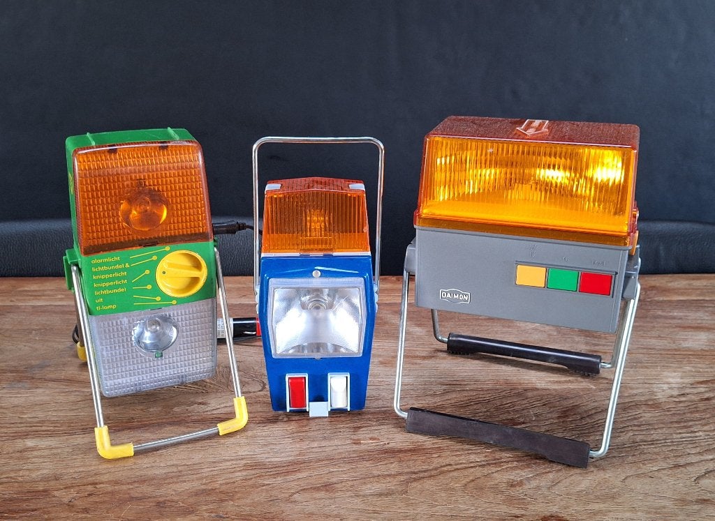 3 vintage youngtimer oldtimer waarschuwings-lamp alarm-licht, Ophalen of Verzenden, Gebruikt