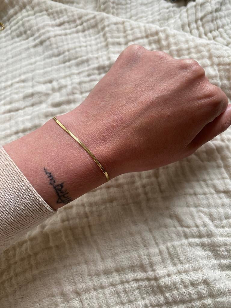 Goudkleurige schakelarmband - Stainless steel, Sieraden, Tassen en Uiterlijk, Armbanden, Ophalen of Verzenden, Zo goed als nieuw