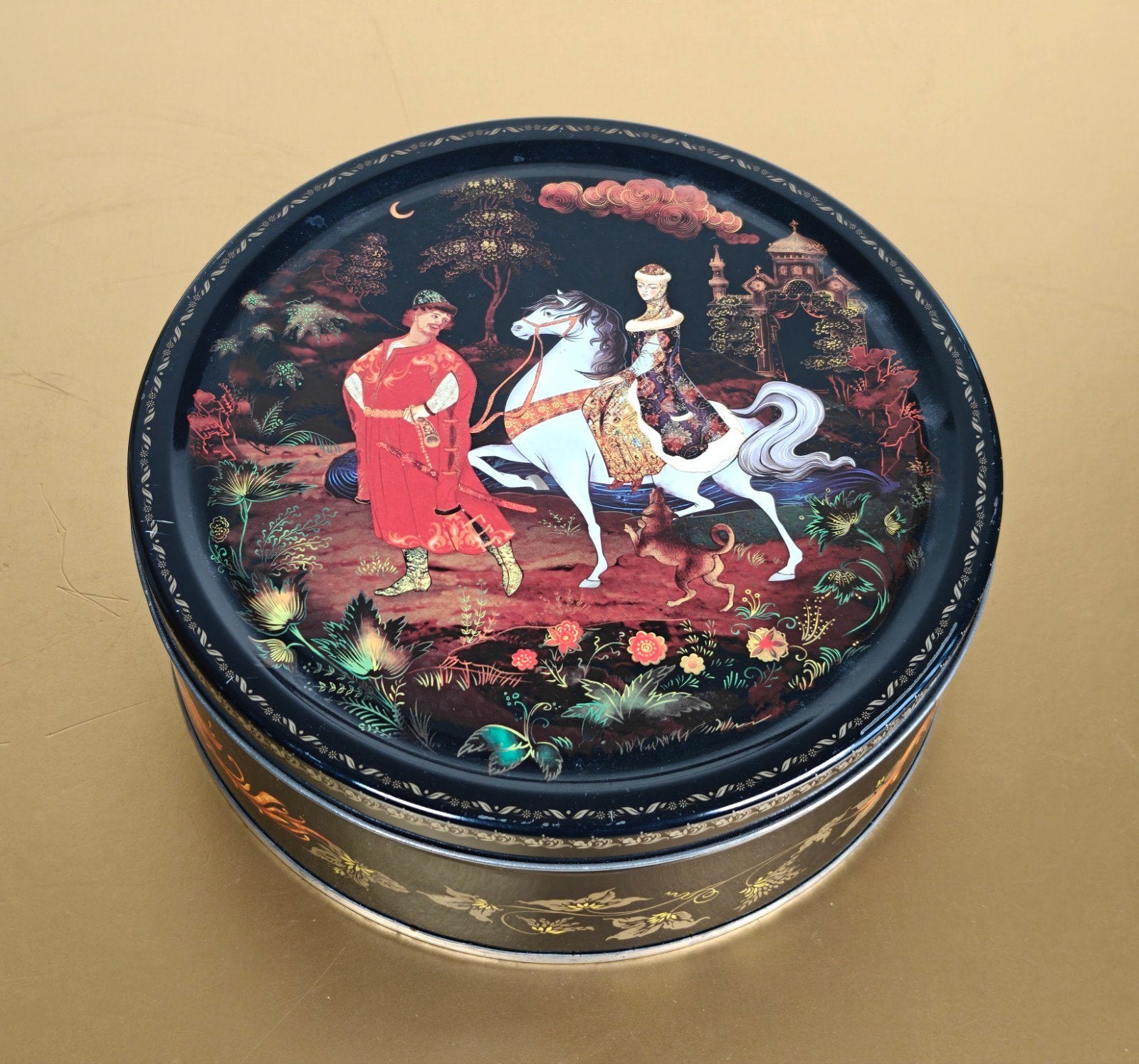 ' Russisch lakwerk' koekjes blik. Palekh sprookje, Ophalen of Verzenden