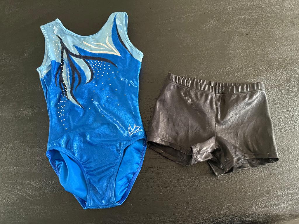 Turnpakje met broekje, Sport en Fitness, Turnen, Ophalen, Blauw, Zo goed als nieuw, Turnpak(je)