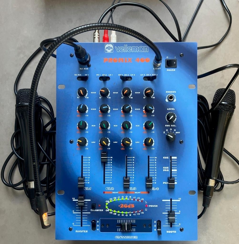 Velleman Promix 400 DJ mengpaneel met microfoons, Ophalen of Verzenden, Gebruikt, Dj-set, Overige merken