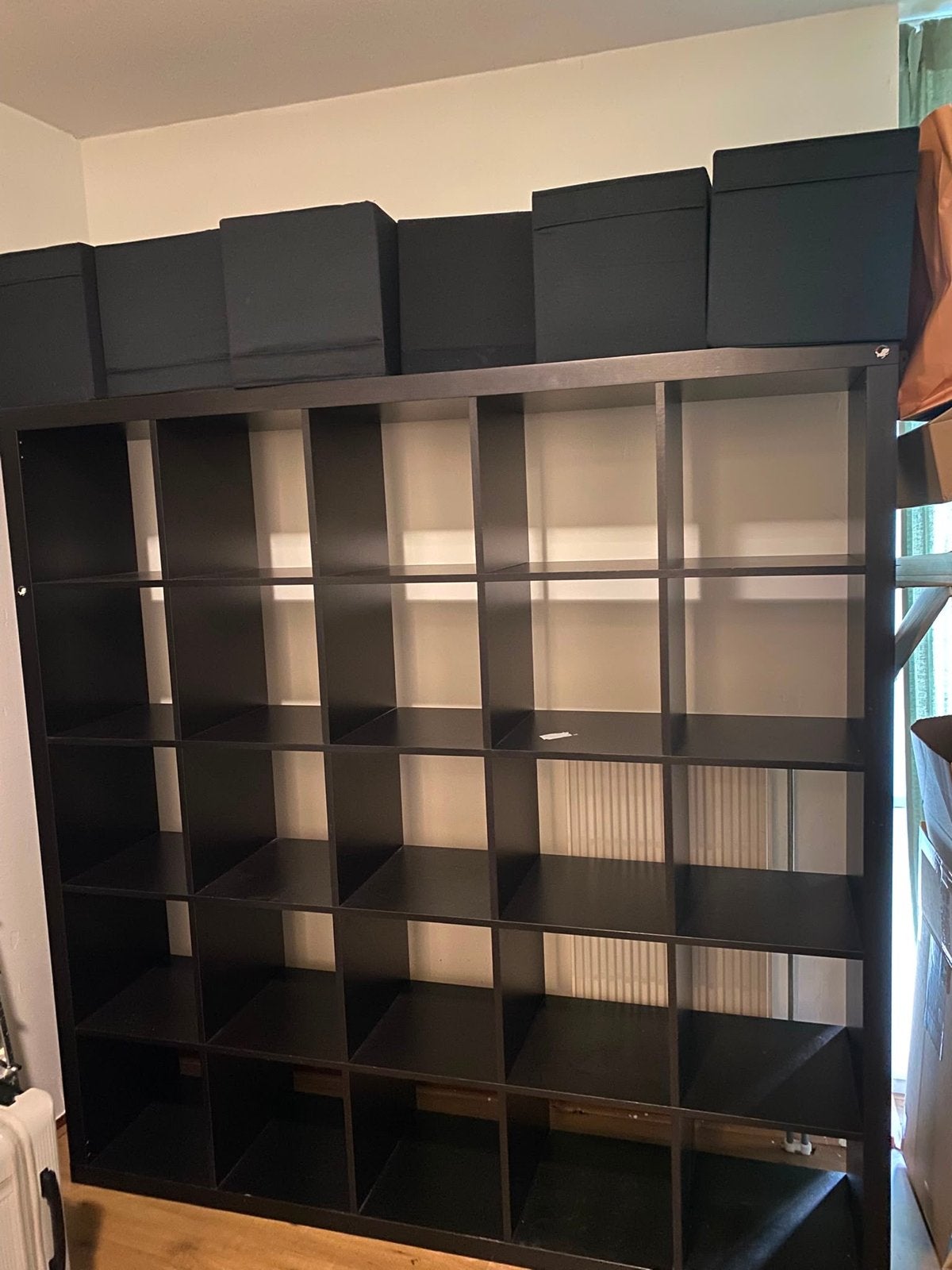Zwarte kast 182x182 cm met 6 opbergboxen, Huis en Inrichting, Kasten | Boekenkasten, Ophalen, Gebruikt, 150 tot 200 cm, 25 tot 50 cm