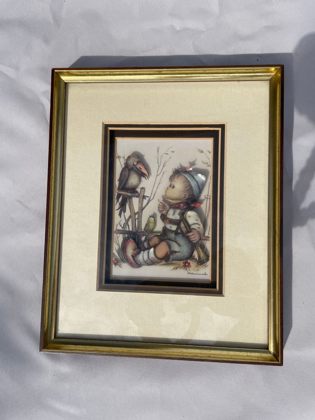 Origineel 3D Hummel Schilderij"Jongen met Kraai" Handgemaakt, Ophalen