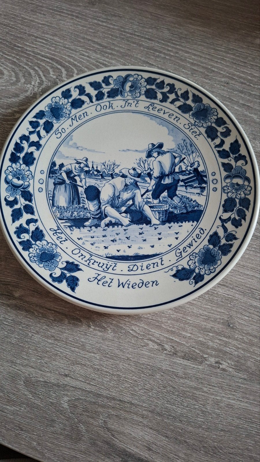 Delfts Blauw Sierbord - Boerenleven Tafereel, Antiek en Kunst, Ophalen of Verzenden