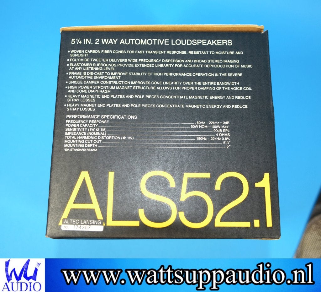 ALTEC LANSING ALS52.1 Coaxial speakers 13cm / 5.25 inch /USA, Nieuw, Ophalen of Verzenden, Altec, Support@alteclansing.com