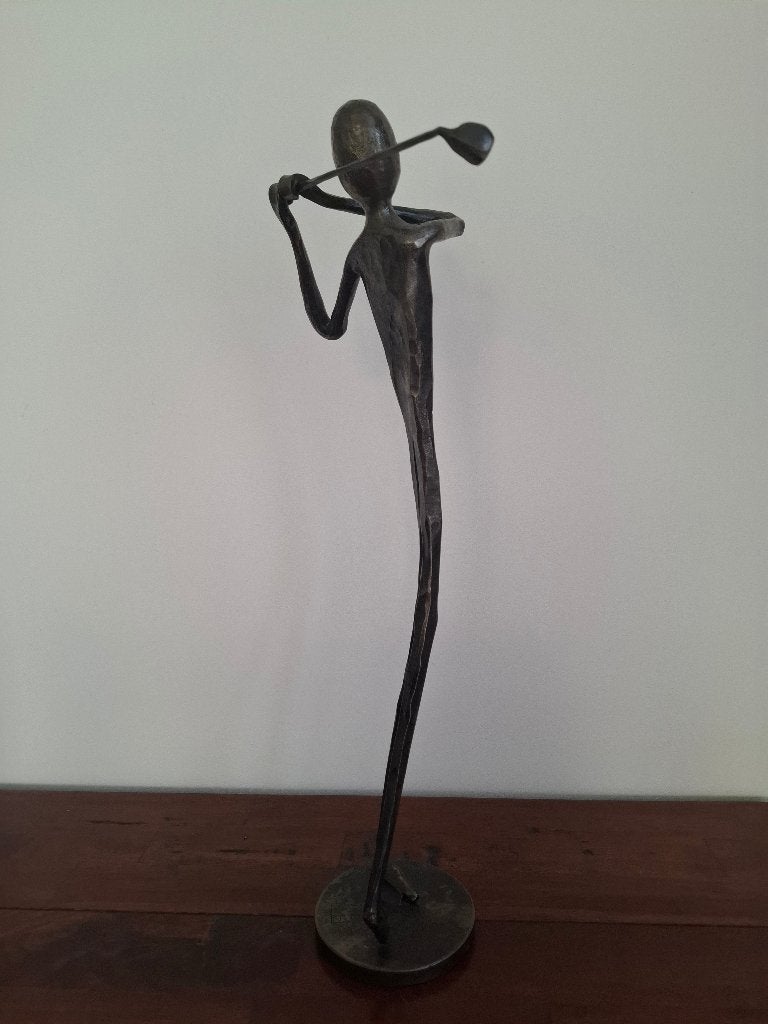 Beeldje golfer, Ophalen of Verzenden, Zo goed als nieuw, Metaal, Modern