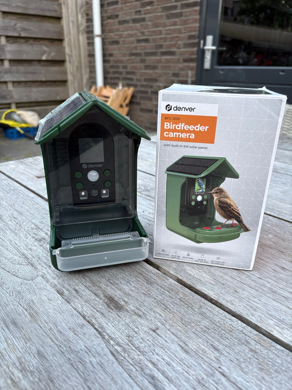 Denver BFC-1200 Vogelvoederhuisje met Camera, Overige merken, Full HD, Zo goed als nieuw, Geheugenkaart