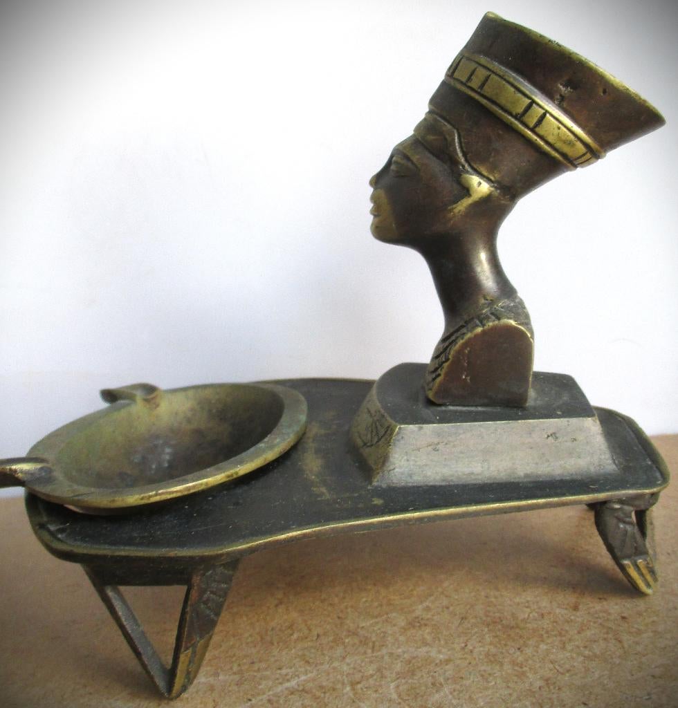 Nefertiti Asbak~Koperen asbakje met een Egyptische, Ophalen of Verzenden