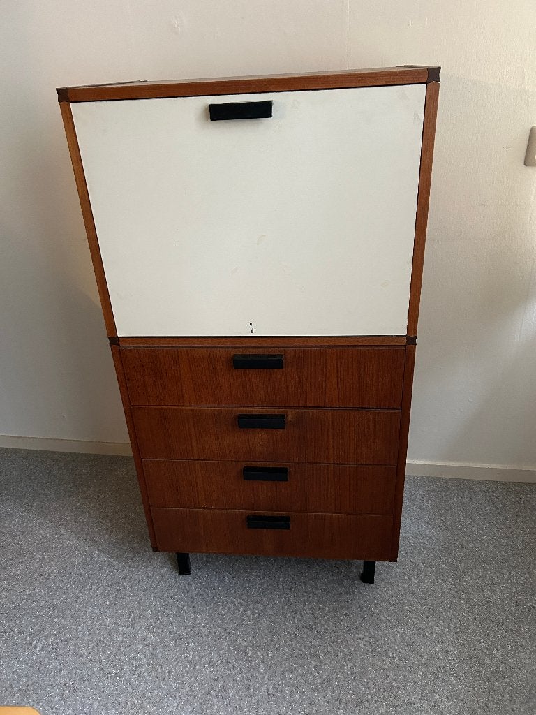 Jaren 50 Pastoe made to measure klepkast met laden, Huis en Inrichting, Ophalen, Gebruikt, 50 tot 100 cm, Overige houtsoorten