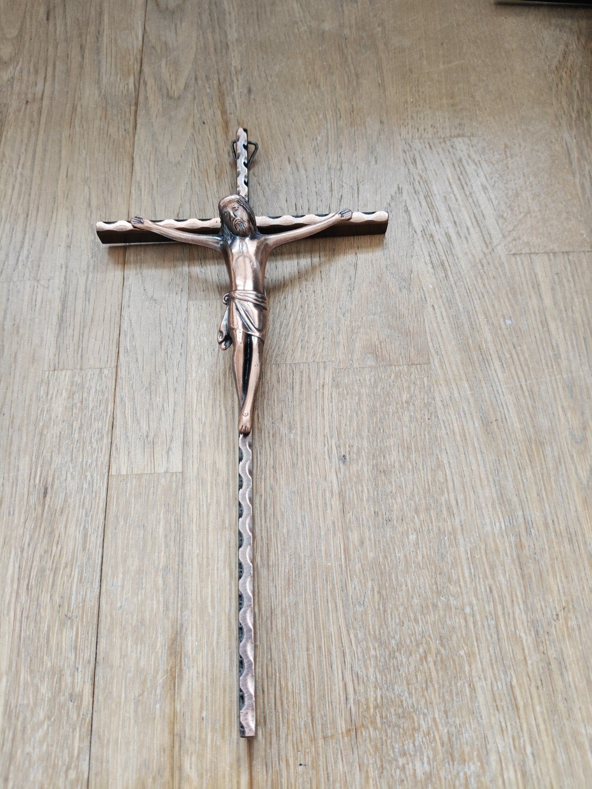 Bronzen Kruisbeeld Jezus 12,5 x 24,5 cm 24,5 cm met haakjes, Antiek en Kunst, Ophalen of Verzenden