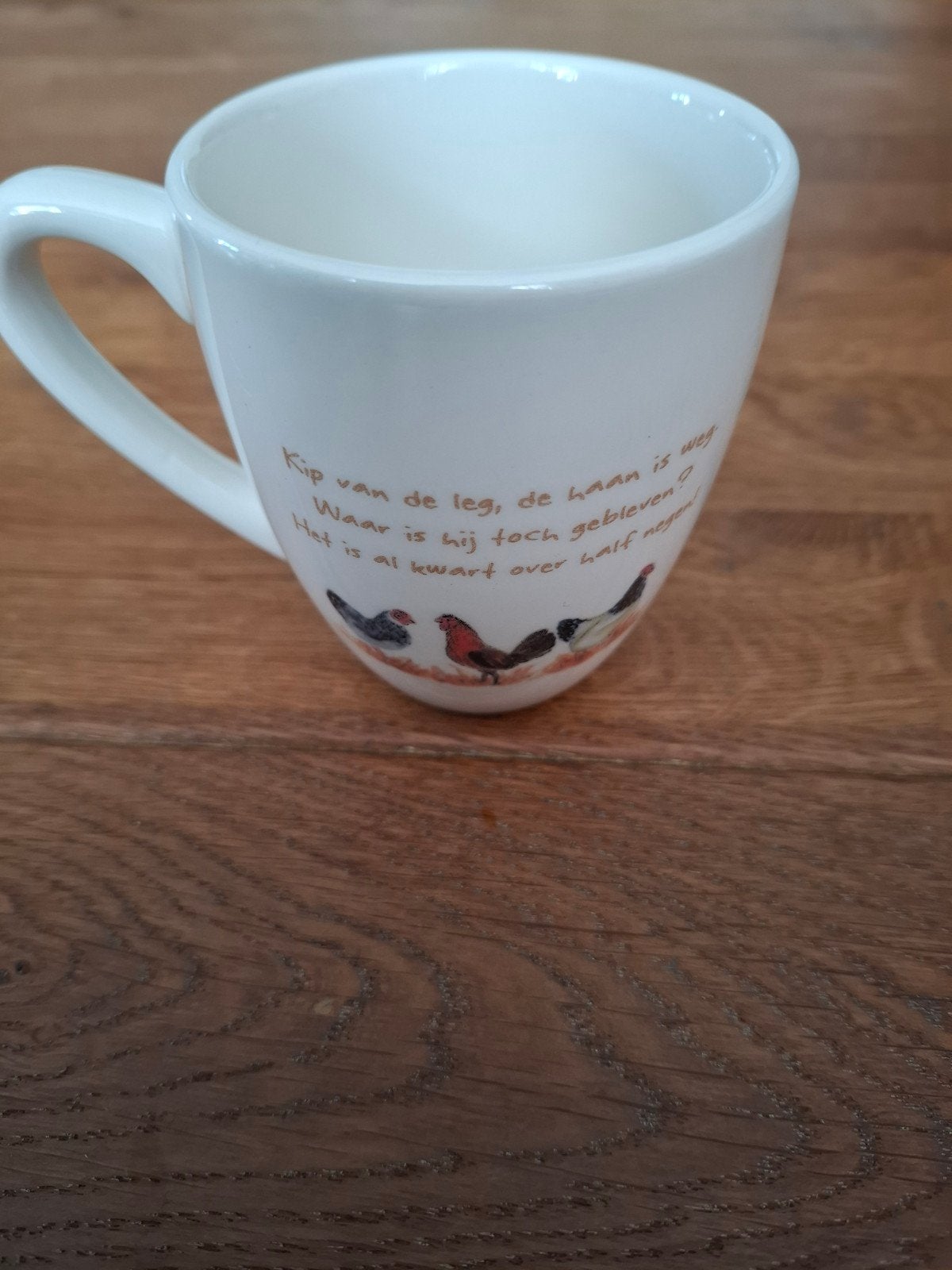 Koffiekopje en 2 theemokken met haan van Alie Kruse-Kolk, Overige typen, Ophalen of Verzenden, Zo goed als nieuw, Steen/keramiek