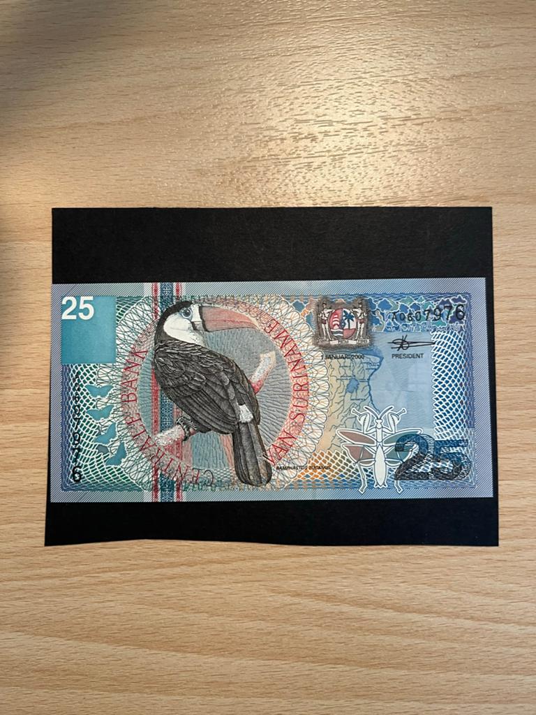 Biljet 25 Gulden suriname 2000, Ophalen of Verzenden, Overige typen