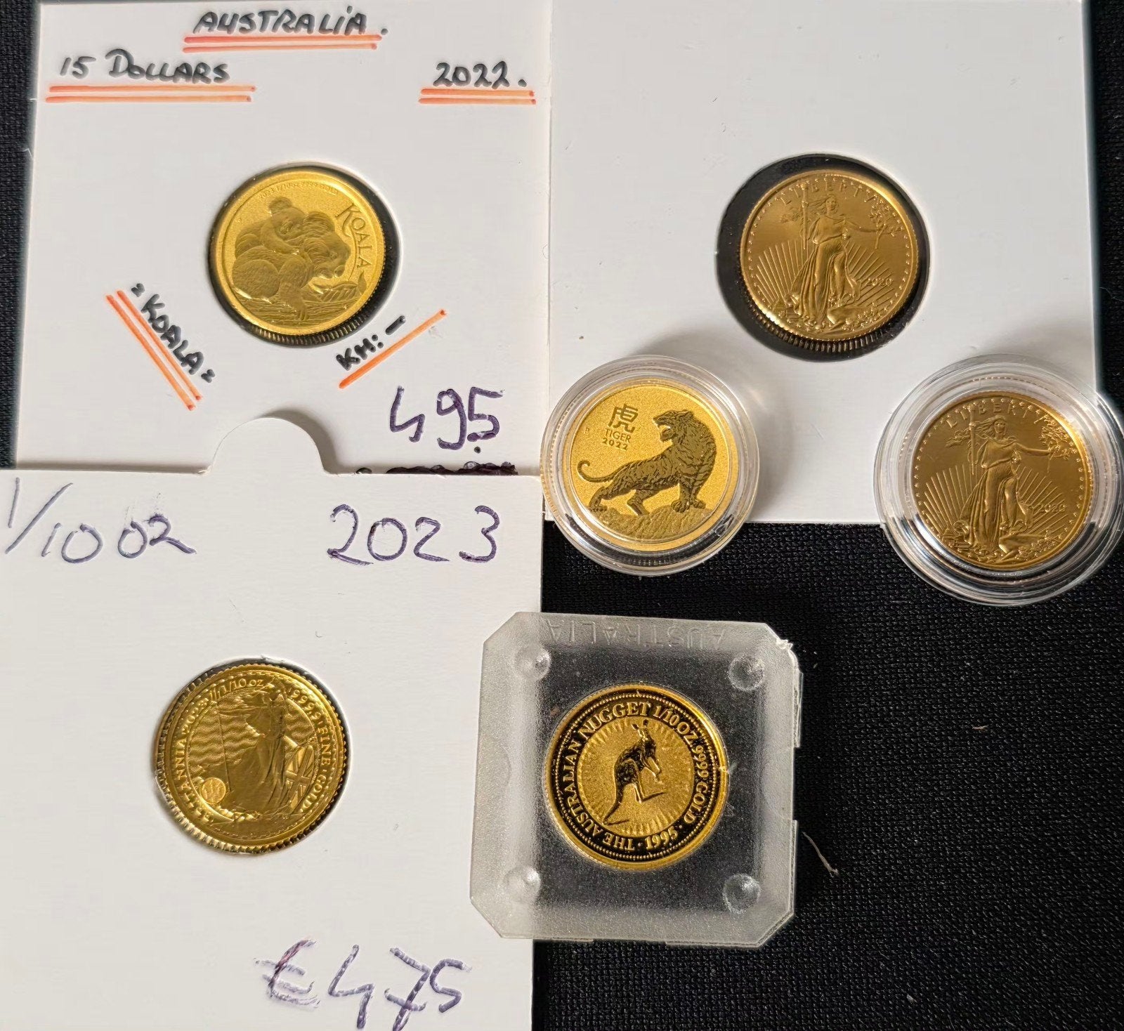 1/10oz diverse munthuizen 6x, Verzenden, Goud