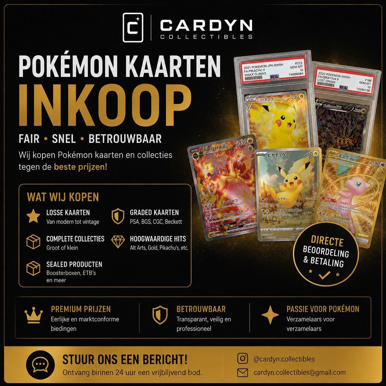 Wij kopen jouw pokemonkaarten - singles - sealed- slabs
