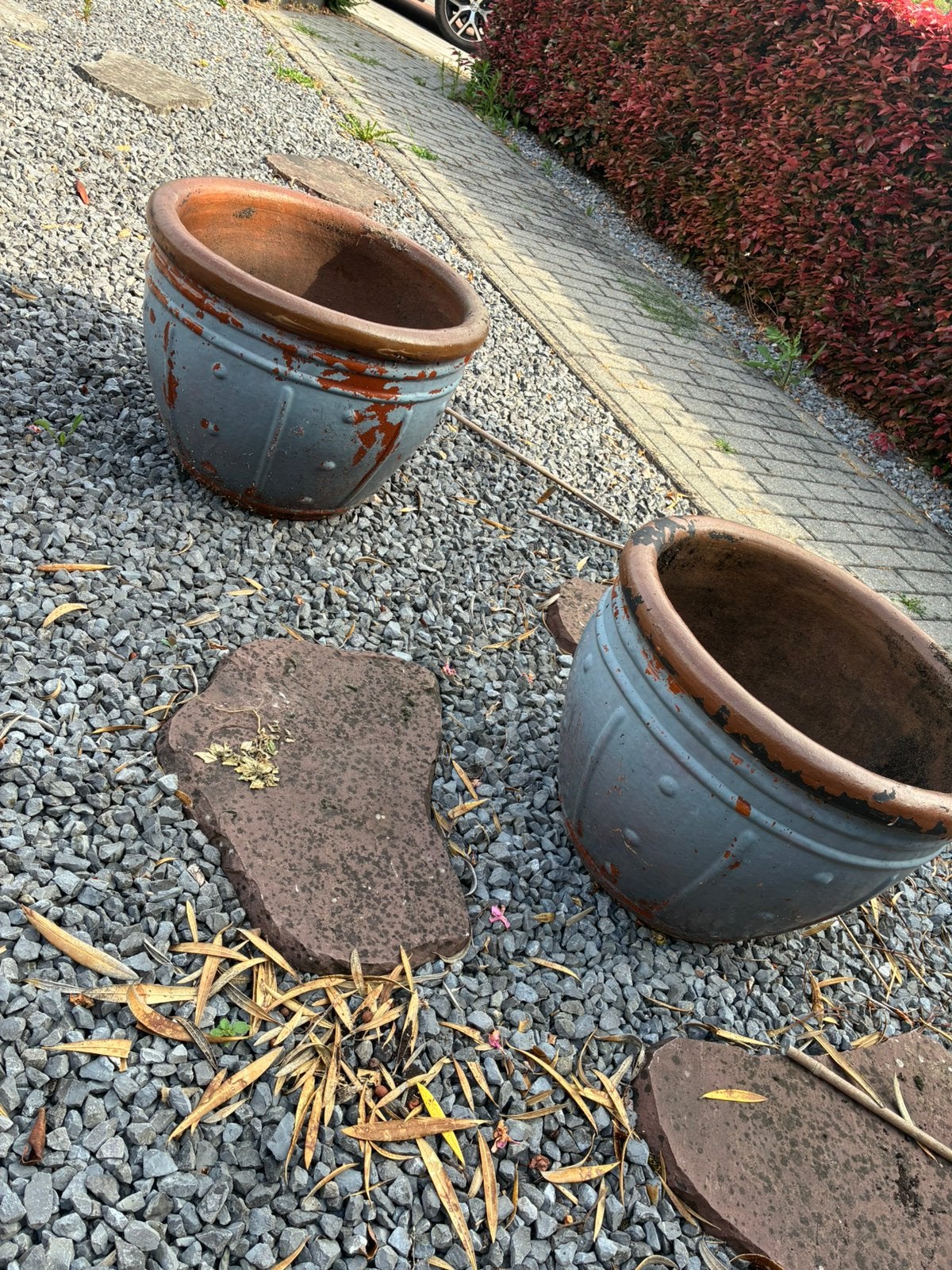 Bloembakken, Tuin en Terras, Ophalen, Kunststof, Rond, Zo goed als nieuw