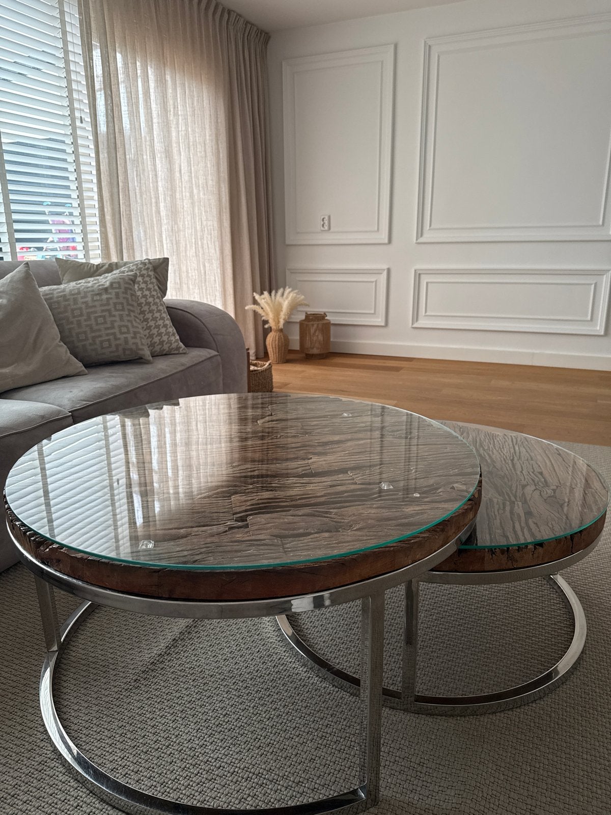 Luxe salontafel set Kensington Richmond met glasplaten, Huis en Inrichting, Tafels | Salontafels, Ophalen, Rond, 50 tot 100 cm