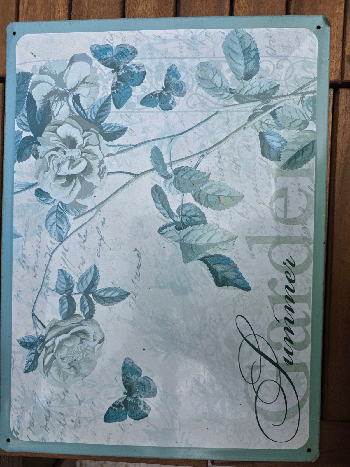 Decoratief metalen bord 'Summer Garden' met vlinders, Ophalen of Verzenden