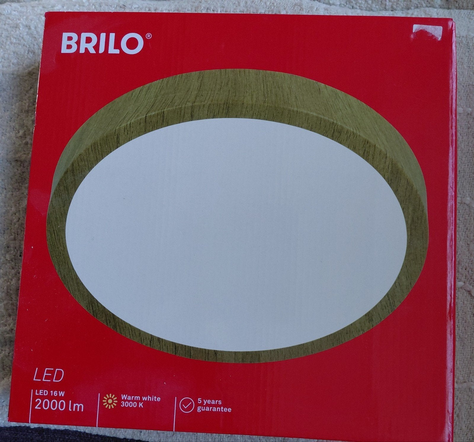 Brilo LED Plafondlamp hout Warm Wit 3000K, Led-lamp, Nieuw, Overige merken, Warm wit